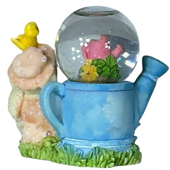 Snow Globe Vintage Easter Bunny and Chick Watering Can Ceramic Collectible 1990 - Picture 3 of 16